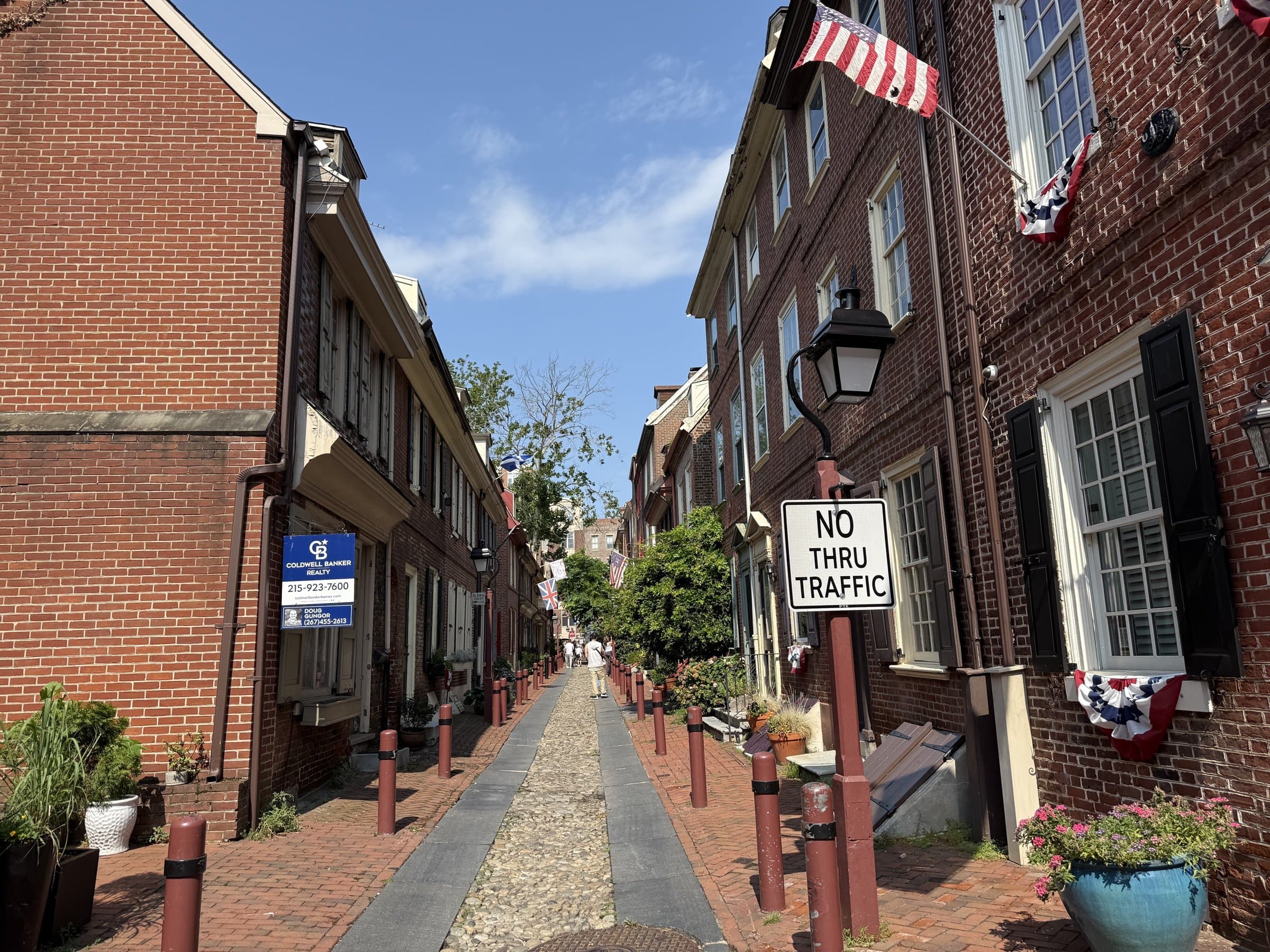 Elfreth's Alley, a historic brick rowhouse street in Philadelphia